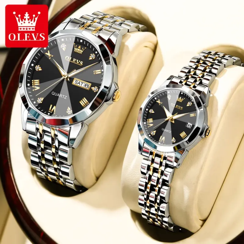 Olevs Couple 9931 Fashion Stainless Steel Analog Wrist Watch For Men